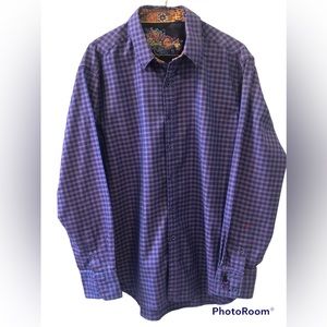 Robert Graham Shirt Large Classic Fit Mens Flip Cuff   Purple And Blue C…